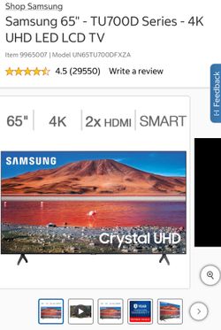 Samsung TV 65-inch 4K Crystal UHD Smart TV with stand
