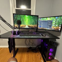 FULL GAMING SET UP FOR SALE. Gaming PC EVGA 3070, 32GB Ram, i7000k, water cooled. Desk, mic, monitor