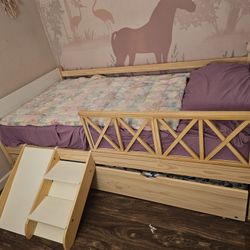Twin Size Trundle Bed with Slide