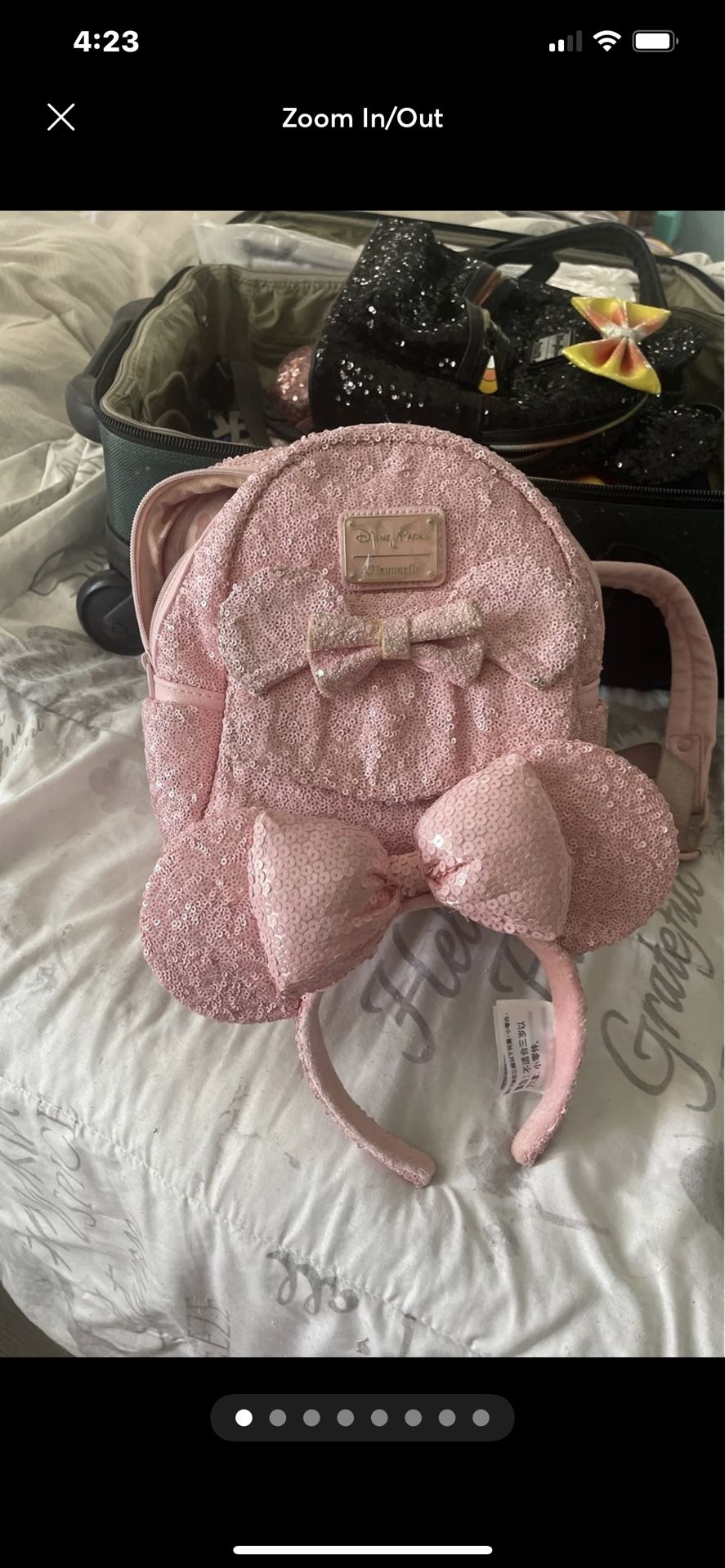 Disney parks millennial pink Loungefly mini backpack And Matching Ears 