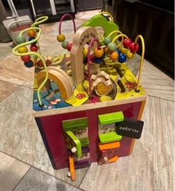 Wooden Activity Cube - Zany Zoo: Educational Play with Animals,B. toys Zany Zoo Wooden Activity Cube