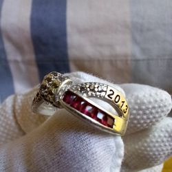 Vintage Solid Real Stamped Silver 925 Size 6 With Rubies And Beautiful Words $25 Pick Up At Country Club And Grant Please See All Pictures 