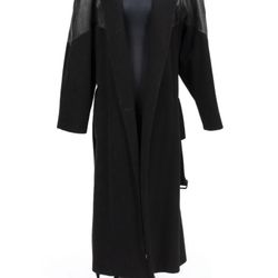 Handsome Michael Bevins, New York Full Length Men’s Leather and Wool Overcoat