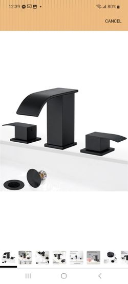 GAGALIFE 8 Inch Waterfall Bathroom Faucets - 3 Hole Widespread Bathroom Faucet with Pop-up Drain, Bathroom Sink Faucet, Modern Vanity Sink faucets wit