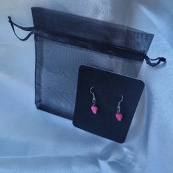Dark Pink Skull Earrings 