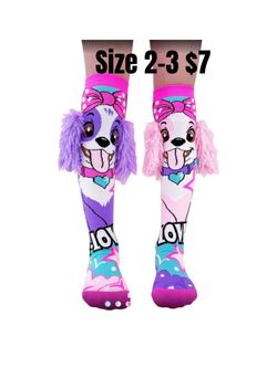 Kids Novelty Dog Knee-High Socks Size 2-3 and 4/7 💖💖💖