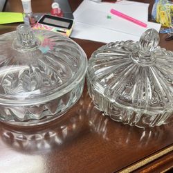 2 Vintage Glass Candy Dishes 