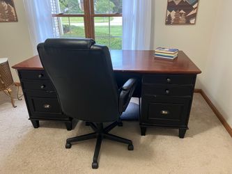 Executive office solid wood desk with free chair