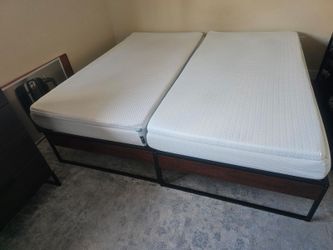 2  Twin  Beds &  Mattresses w/ toppers