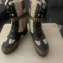 Bamboo Cheetah Low Ankle Boots Women