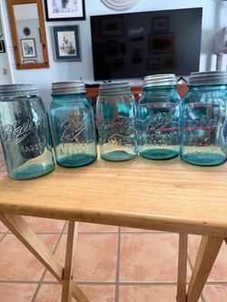 Vintage Blue Ball Mason Jars