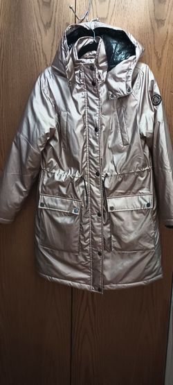 Next Puffer Jacket 14 Years Girls Gold Rose Zip Hoodie Pockets 