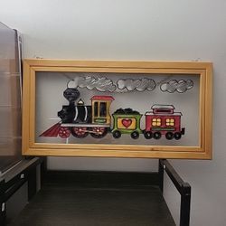 Open Windows Stained Glass Train With Rail Cars