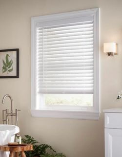 White Faux Wood Window Blinds