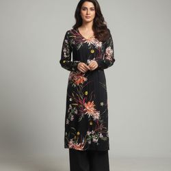 Pakistani Designer Shalwar Kameez  Quality Printed Cotton Ready To Wear Medium.