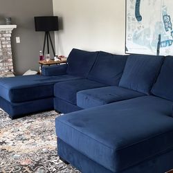 Navy Blue Velvet Sectional