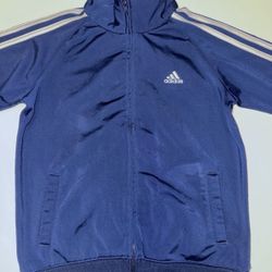 Adidas Boys Blue White Zip Up Track Jacket Coat