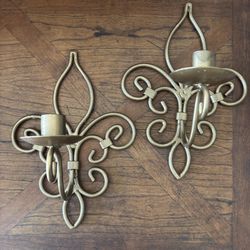 2 Fleur de lis Wall Candle Holders Price Drop