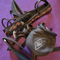 Black Diamond Rock Climbing belt and prana chalk bag