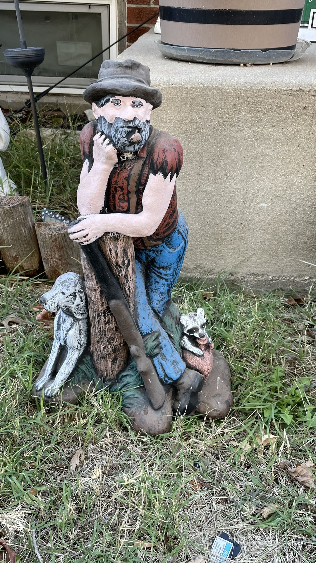 Coon Hunter Hound Dog Raccoon Hunt Concrete Sculpture