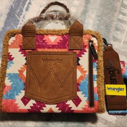 Wrangler Sherpa Southwestern Print Small Canvas Tote/Crossbody NWT