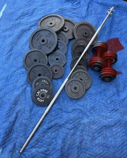 Barbell And Weights 210 Lbs 