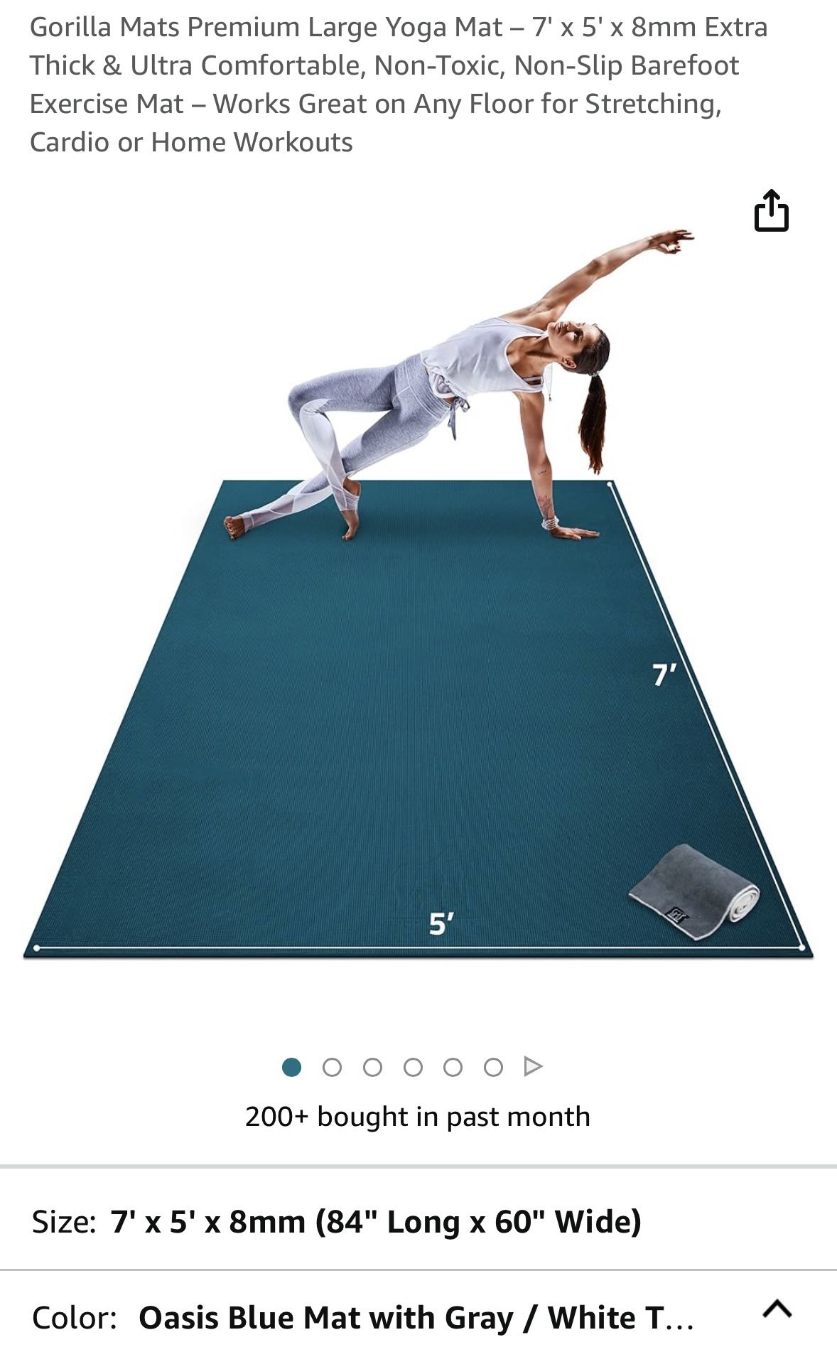 Extra Large Yoga Mat 5x7 Blue