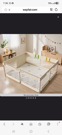 NEW!!! Uanlauo Extra Large 59"x71" Baby Playpen – Spacious Indoor Play Yard With Breathable Mesh, Sturdy Frame & Anti-slip Base – Safe Activity Zone F