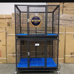 Double Stacked Dog Pet Cage Kennel Size 37” Medium With Grid And Tray New In box 📦 