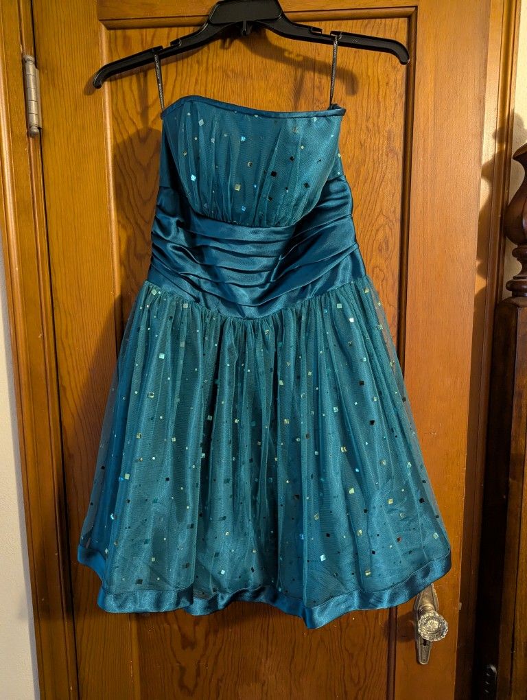 Turquoise Strapless Jessica McClintock Dress - Size 11