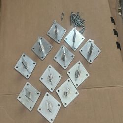 Grid Wall Mount Brackets Chrome Hooks 3x4 Set 11 Piece Screws Included 