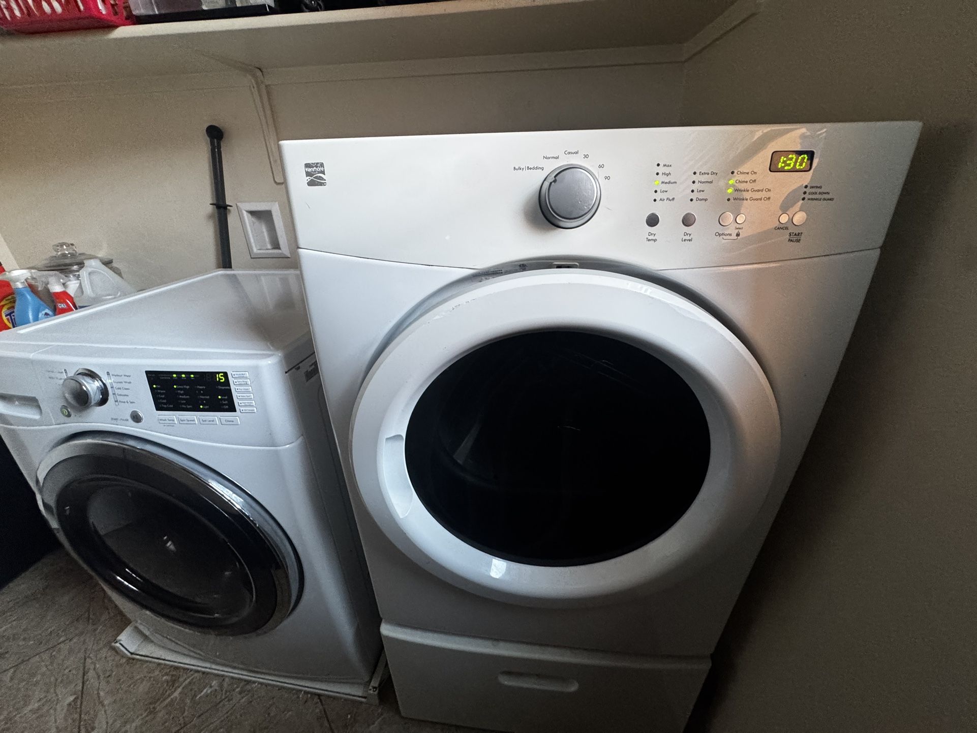 Kenmore, Washer And Dryer Front Loader One Pedestal OBO