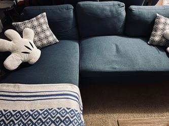 Jarreau Blue Fabric Sleeper Sofa Chaise