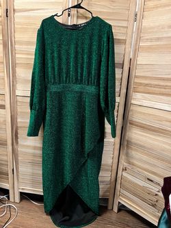 Sparkle Maxi Dress with Wrap Skirt in a Metallic Emerald Green