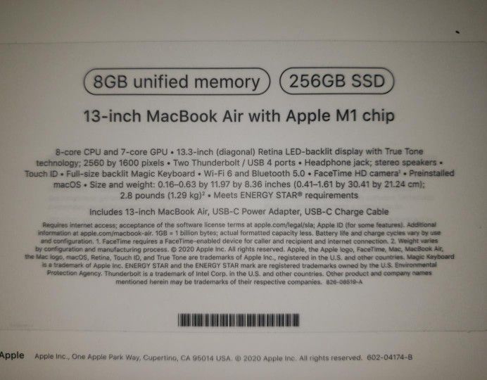 Distribution
13 inch MacBook Air 2020 new