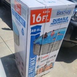 Brand New 16x48 Swimming Pool. Can deliver if nearby $700

It doesn't get any better than having your very own pool in your backyard! The Bestway® Ste