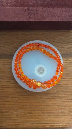 Orange Crystal Beaded Stretch Bracelet Set