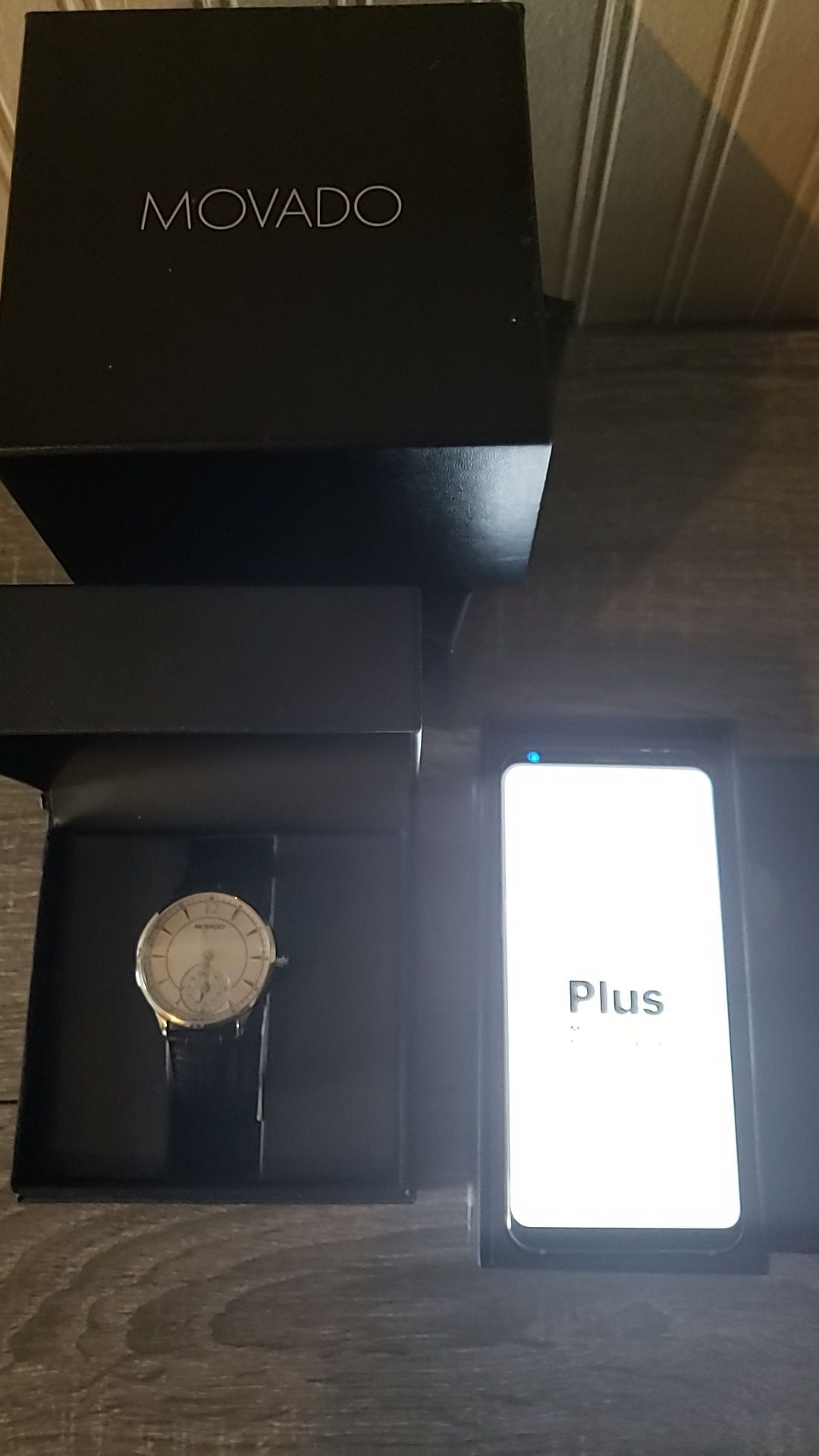 Samsung galaxy S9+ and smart movado watch