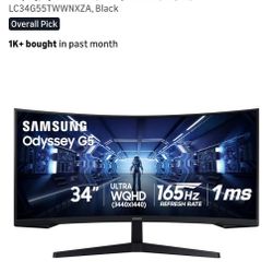 SAMSUNG 34' Odyssey G5 Ultra-Wide Gaming Monitor with 1000R Curved Screen
