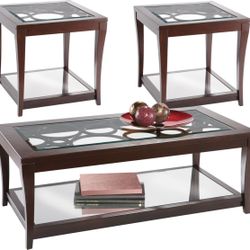 Rooms To Go Westfield  3-Piece Coffee & End Table Set Ebony/Dark Brown Wood