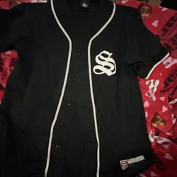 Black stussy baseball jersey vintage button up 