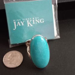 Jay King Desert Rose Trading Sterling Silver Turquoise Ladies Ring Size 8 Beautiful Southwestern 12 Grams
