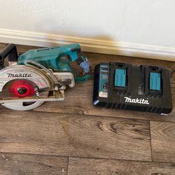 Makita Skillsaw With Charger And 2 Batteries 
