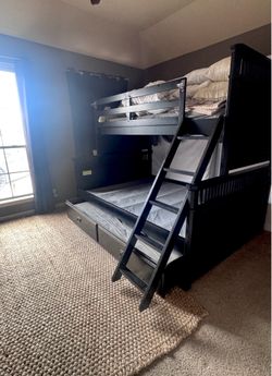 Great deal!  Wooden Bunk Bed w 2 Mattresses & Ladder