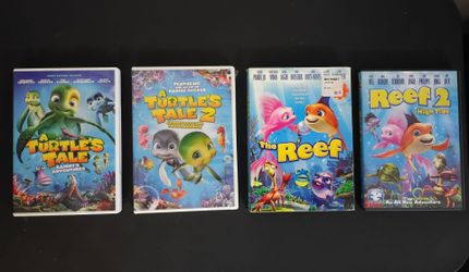 Children's Animated DVD Movies (4) A TURTLE'S TALE PT 1&2 and THE REEF PT 1&2 - LIKE NEW