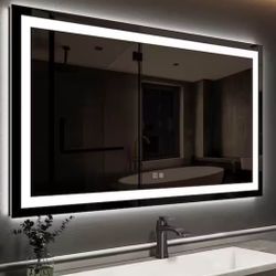 HOMEIBRO 24 in. W x 32 in. H Rectangular Frameless LED Light with 3-Color and Anti-Fog Wall Mounted Bathroom Vanity Mirror 