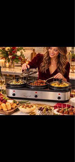 MegaChef Triple Slow Cooker Buffet Server