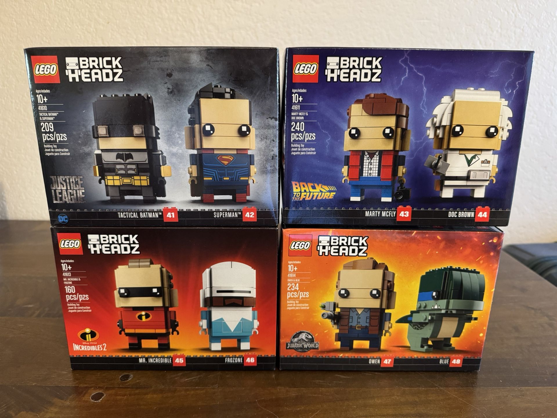 LEGO BRICKHEADZ Bundle (41610, 41611, 41613, 41614) Batman & Superman, Marty & Doc, Mr. Incredible & Frozone ~Brand New~ Firm Price Pickup Only