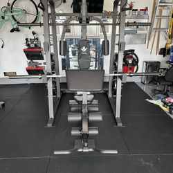 Vesta Fitness Smith Machine 2001 w/Bench Attachment | 230lb Bumpers Weights | 7ft Olympic Bar | Fitness | Gym Equipment | FREE DELIVERY 🚚 