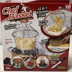 New Chef Basket Deluxe – 12-in-1 Kitchen Tool / Steamer / Strainer